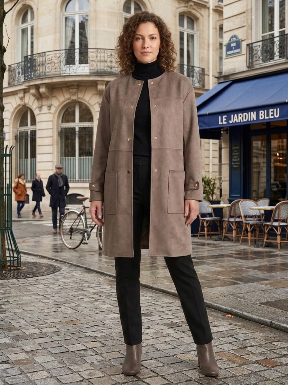 Zara Brown faux Suede Snap-Front Trench Coat XL
